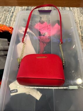 Steve Madden Red Crossbody Bag with Gold Chain Strap